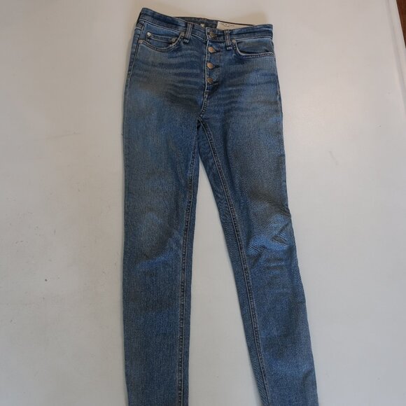 Womens Rag & Bone Blue Farrah Nina High-Rise Ankle Skinny Denim Jeans 23 - Picture 3 of 14